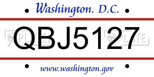 QBJ5127 District Of Columbia License Plate