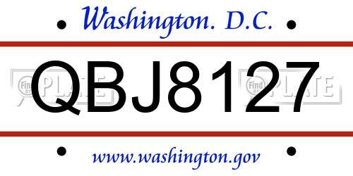 QBJ8127 District Of Columbia License Plate