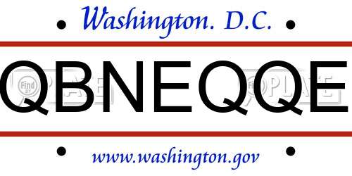 QBNEQQE District Of Columbia License Plate