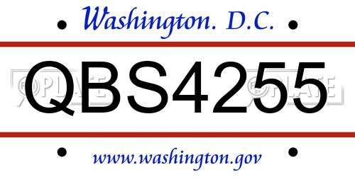 QBS4255 District Of Columbia License Plate