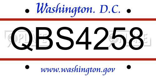 QBS4258 District Of Columbia License Plate