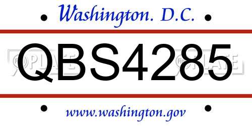 QBS4285 District Of Columbia License Plate