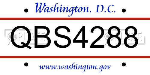 QBS4288 District Of Columbia License Plate