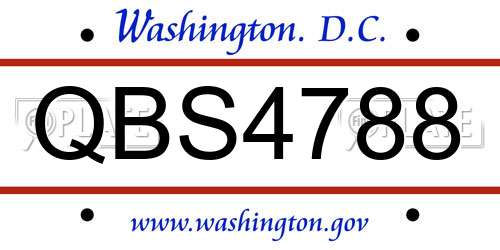 QBS4788 District Of Columbia License Plate