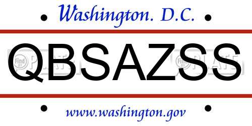 QBSAZSS District Of Columbia License Plate