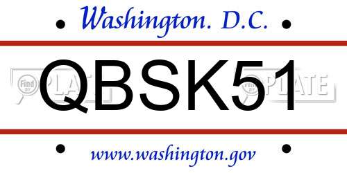 QBSK51 District Of Columbia License Plate