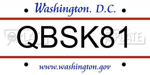 QBSK81 District Of Columbia License Plate