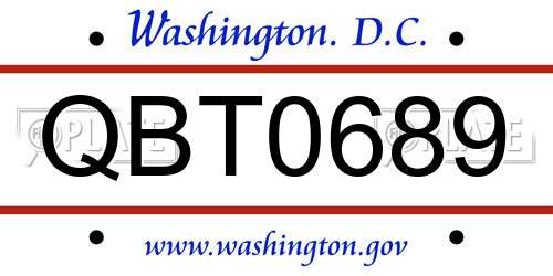 QBT0689 District Of Columbia License Plate