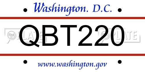 QBT220 District Of Columbia License Plate