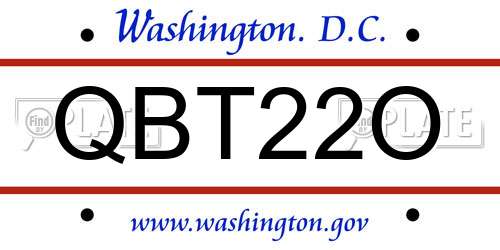 QBT22O District Of Columbia License Plate