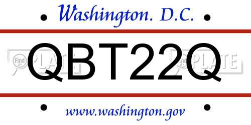 QBT22Q District Of Columbia License Plate