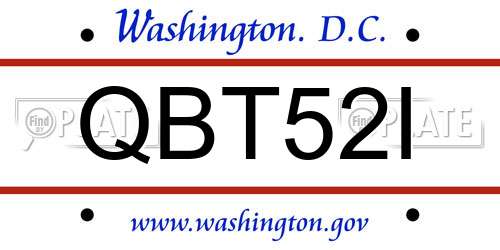 QBT52I District Of Columbia License Plate