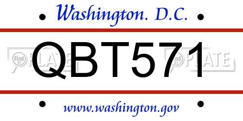 QBT571 District Of Columbia License Plate