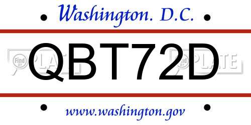 QBT72D District Of Columbia License Plate