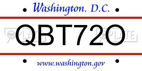 QBT72O District Of Columbia License Plate