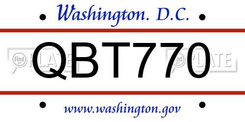 QBT770 District Of Columbia License Plate