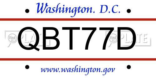 QBT77D District Of Columbia License Plate