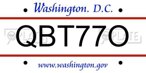 QBT77O District Of Columbia License Plate