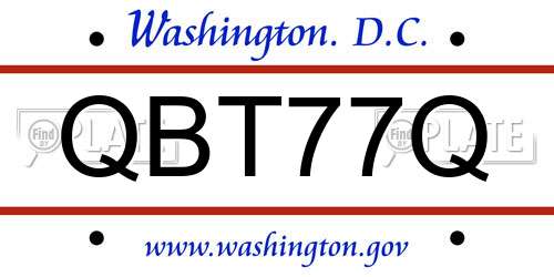 QBT77Q District Of Columbia License Plate