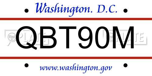 QBT90M District Of Columbia License Plate