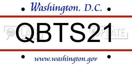 QBTS21 District Of Columbia License Plate