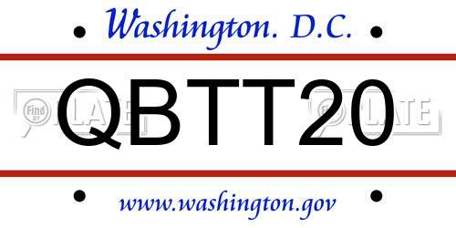QBTT20 District Of Columbia License Plate