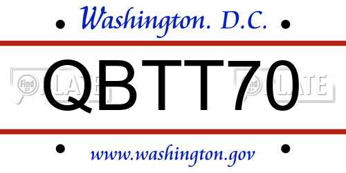 QBTT70 District Of Columbia License Plate