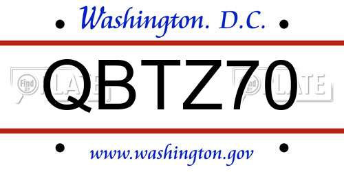 QBTZ70 District Of Columbia License Plate