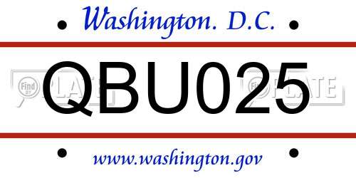 QBU025 District Of Columbia License Plate