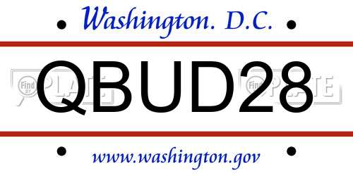 QBUD28 District Of Columbia License Plate