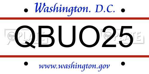 QBUO25 District Of Columbia License Plate