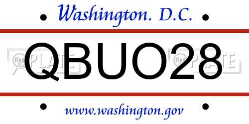 QBUO28 District Of Columbia License Plate