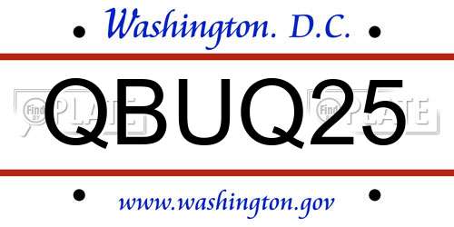 QBUQ25 District Of Columbia License Plate
