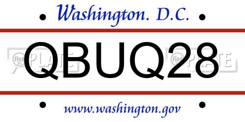QBUQ28 District Of Columbia License Plate