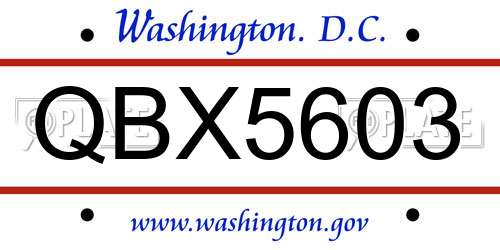 QBX5603 District Of Columbia License Plate