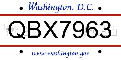 QBX7963 District Of Columbia License Plate