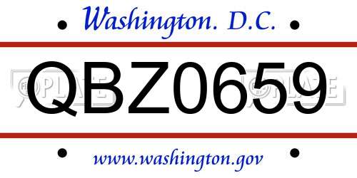 QBZ0659 District Of Columbia License Plate
