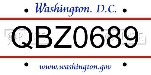 QBZ0689 District Of Columbia License Plate