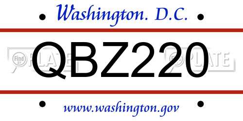 QBZ220 District Of Columbia License Plate