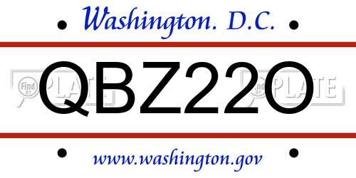QBZ22O District Of Columbia License Plate