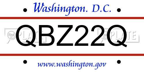 QBZ22Q District Of Columbia License Plate