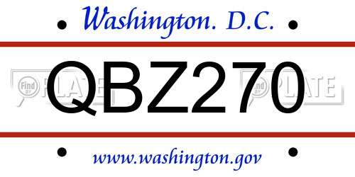QBZ270 District Of Columbia License Plate