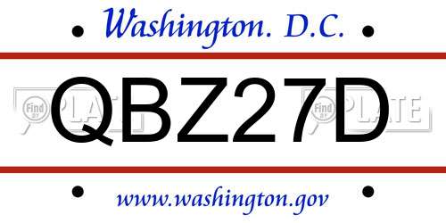 QBZ27D District Of Columbia License Plate