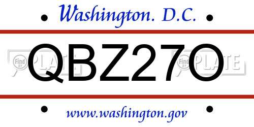 QBZ27O District Of Columbia License Plate
