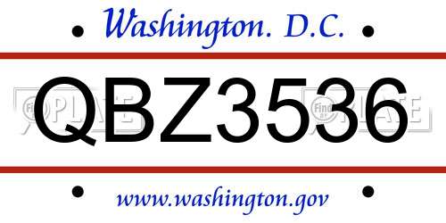 QBZ3536 District Of Columbia License Plate