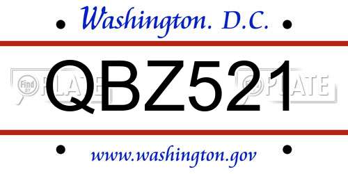 QBZ521 District Of Columbia License Plate