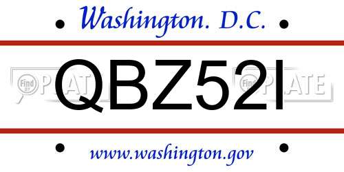 QBZ52I District Of Columbia License Plate