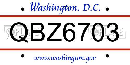 QBZ6703 District Of Columbia License Plate