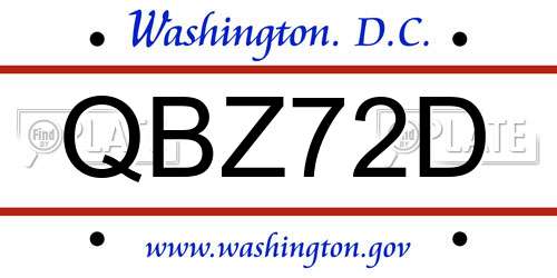 QBZ72D District Of Columbia License Plate