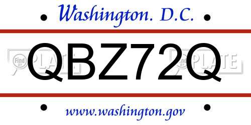 QBZ72Q District Of Columbia License Plate
